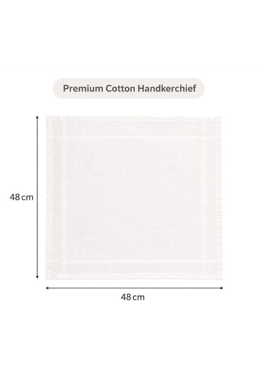 Hira Pure Elegance Luxury White Cotton Handkerchief Collection | Pack of 6