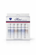 Hira Classic Colour Border Premium White Cotton Handkerchief Collection | Pack of 6
