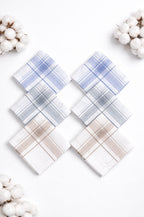 Hira Classic Colour Border Premium White Cotton Handkerchief Collection | Pack of 6