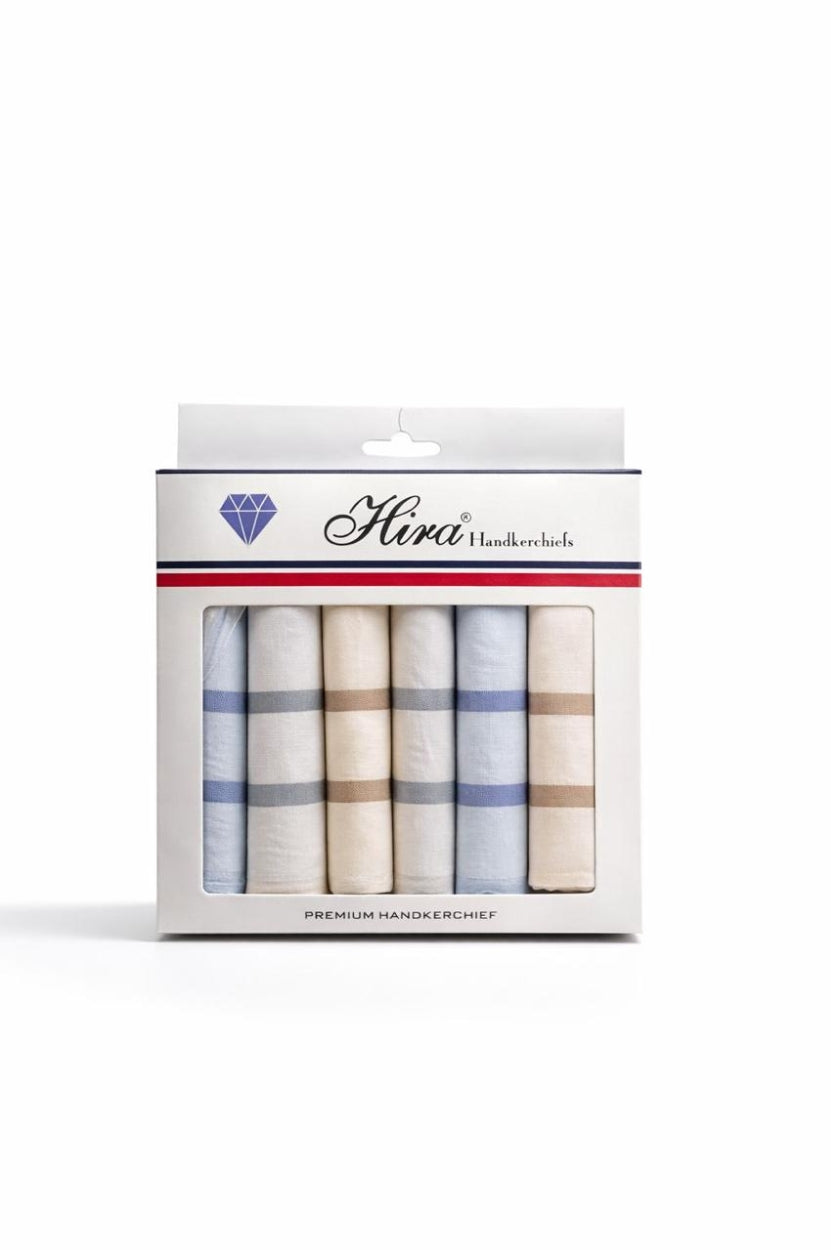 Hira Heritage Royale Premium Cotton Handkerchief Collection | Pack of 6