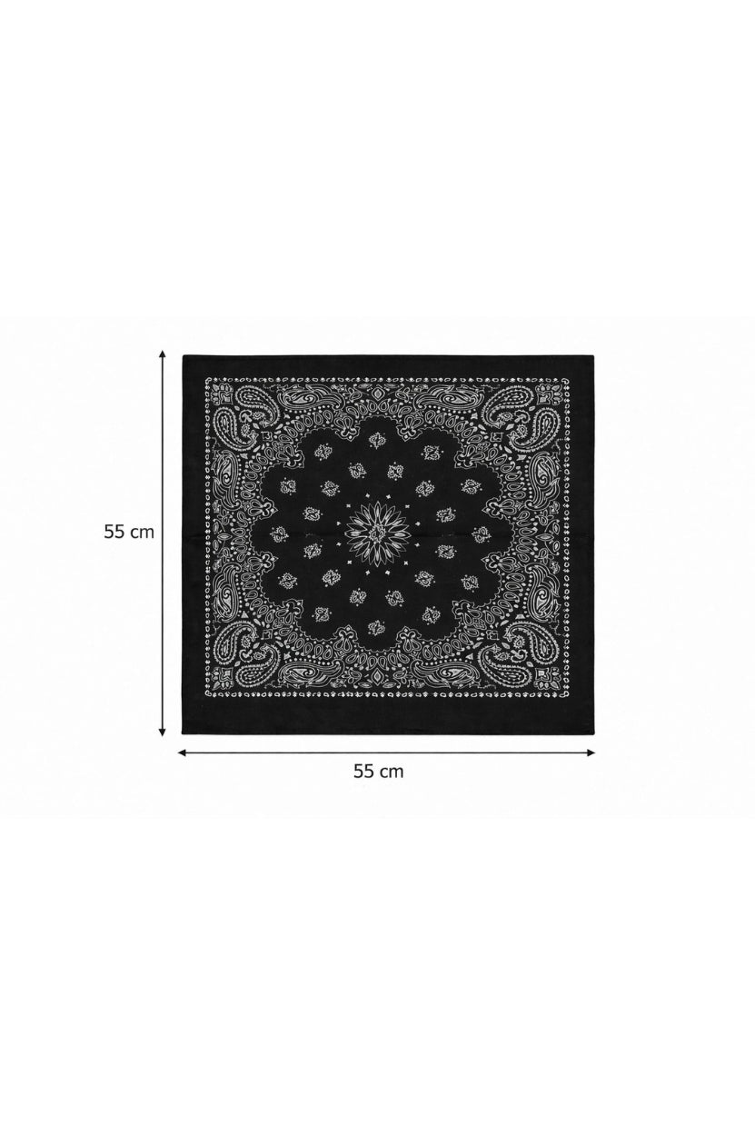 Hira Midnight Black Paisley Premium Cotton Bandana Collection | Pack of 6