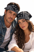 Hira Midnight Black Paisley Premium Cotton Bandana Collection | Pack of 6