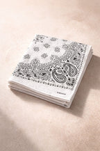 Hira Classic White Paisley Premium Cotton Bandana Collection | Pack of 6