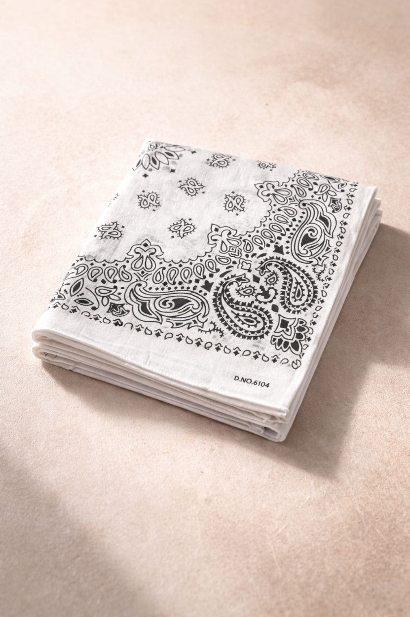 Hira Classic White Paisley Premium Cotton Bandana Collection | Pack of 6