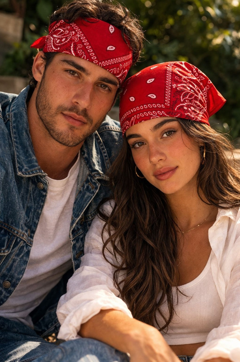 Hira Crimson Red Paisley Premium Cotton Bandana Collection | Pack of 6
