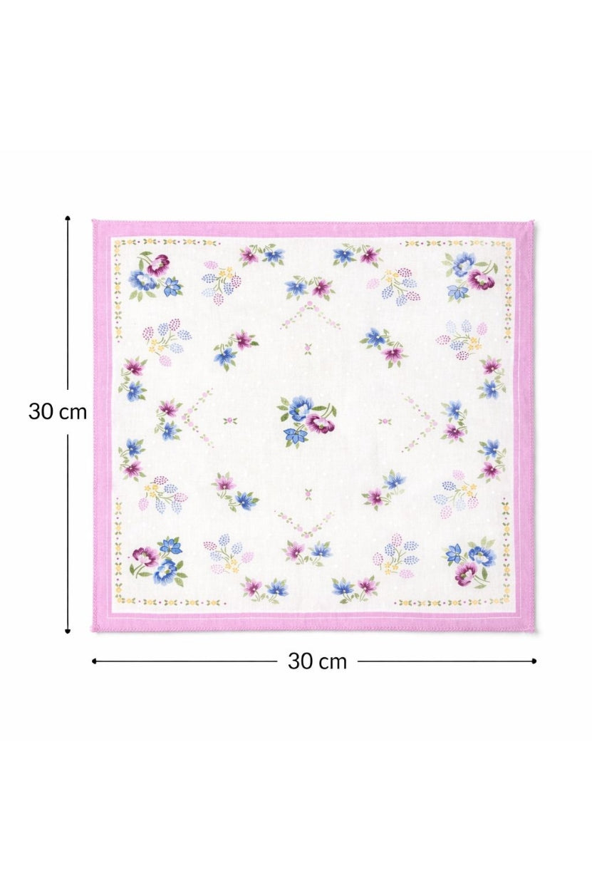 Hira Bloom Prestige Luxury Floral Cotton Handkerchief Collection | Pack of 12
