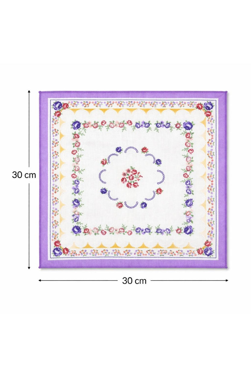 Hira Royale Blossom Premium Cotton Handkerchief Collection | Pack of 12