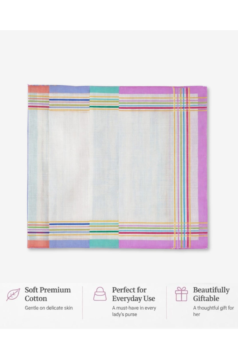 Hira Pastel Luxe Premium Soft Cotton Handkerchief Collection | Pack of 12