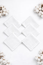 Hira Pure Elegance Luxury White Cotton Handkerchief Collection | Pack of 6
