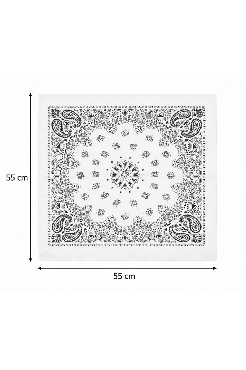 Hira Classic White Paisley Premium Cotton Bandana Collection | Pack of 6